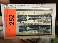 #1434-5 SUPERB MINT BLOCK NH W PL# 1971 SPACE ISS