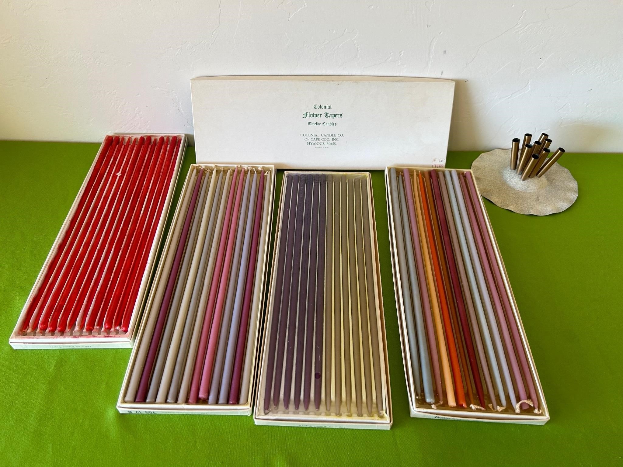 5 Boxes of Colonial Flower Taper Candles