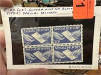 E20 US SUPERB MINT BLOCK 1954 SPECIAL DELIVERY