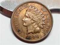 OF) 1908 full Liberty Indian head penny