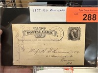 ANTIQUE 1877 US POST CARD