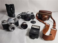 Group of vintage cameras and equipment