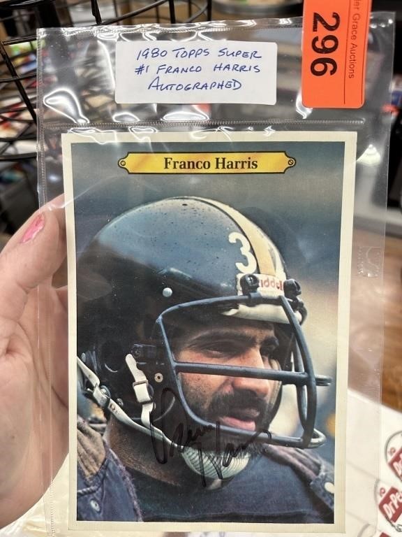 1980 TOPPS SUPER #1 FRANCO HARRIS SIGNED NOTE