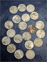 20 Assorted Lincoln Steel WWII Cent coins. In