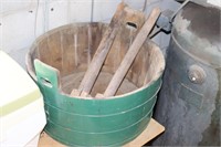 Primitive Wooden Wash Tub & Handles