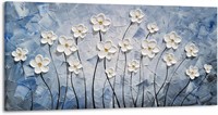 $60  Floral Canvas Art  Blue/White  20x40IN