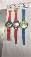 D3) THREE KIDS CHARACTER PILL PUZZLE WATCHES