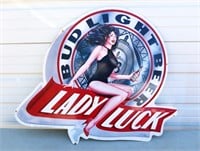 METAL BUDLIGHT LADY LUCK SIGN