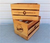 BLUE MOON WOOD ADVERTISING CRATES