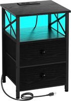 $80  Nightstand with Fast Charger  USB C  Black