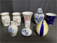 Group of porcelain and ceramic small vases Note: