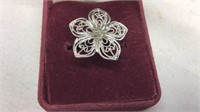 OF) BEAUTIFUL STERLING SILVER FLOWER RING,SIZE 6.5