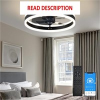 $70  15.7 LED Small Ceiling Fan - 6-Speed  Black