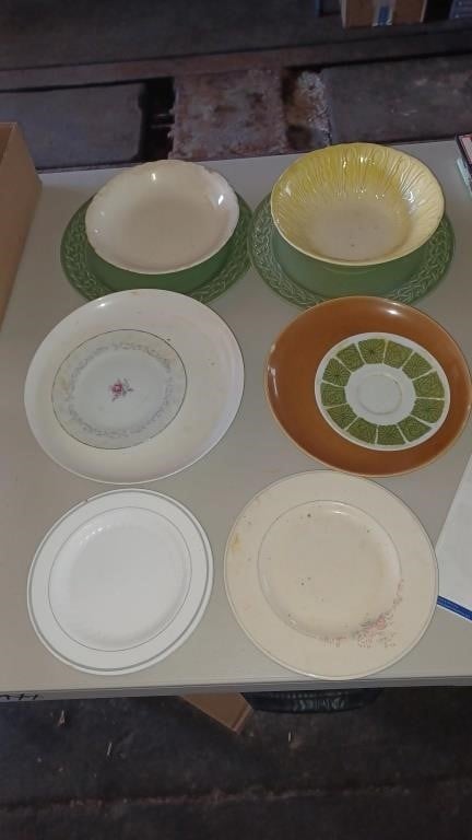 Antique dishes plates bowls