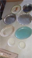 Antique platters and aluminum pans