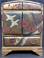 Hand painted Asian gilt jewelry chest