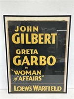 1928 Greta Garbo "Woman of Affairs” Movie Poster
