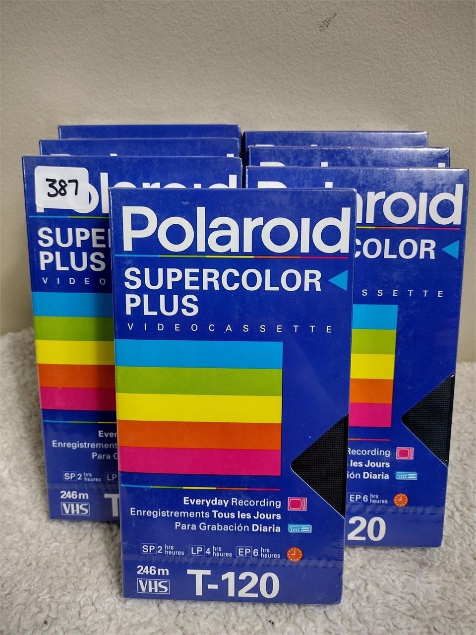 7 Blank Polaroid Supercolor Plus VHS Tapes