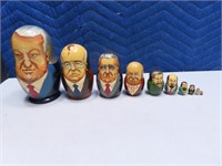 10pc Russian Signed Nesting Doll Set PRESIDENTS