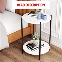 $48  White/Black Faux Marble End Table