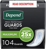 $30  Depend Guards for Men  Max Absorb  104ct