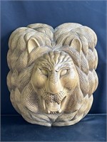 Large vintage hand carved lion head