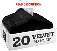 $17  Zober Velvet Hangers 20pk - Black  10lbs Max