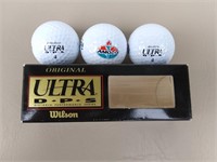 New Wilson Ultra Golf Balls, 3pk, Amoco Logo'd
