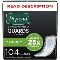 $27  Depend Men's Guards  Max Absorb. (52 ct.  2pk