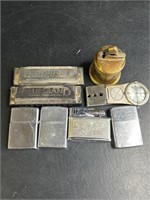 Group of 5 vintage Lighters & 2 harmonicas
