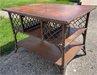 Victorian Wicker desk with oak top