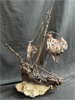 Shipwreck copper sculpture 22"h