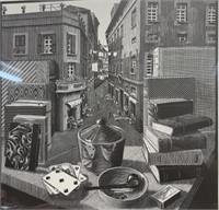 Framed street scene print