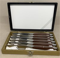 Mid century hull stainless steak knife set
