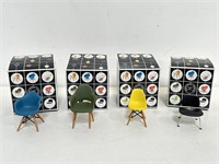 4 mid century miniature Eames chairs by