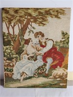 Vintage handmade petite point tapestry on board