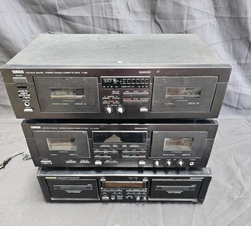 Group of three double cassette decks with Onkyo