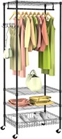 $62  Heavy Duty Clothes Rack with Shelves  24x16x7