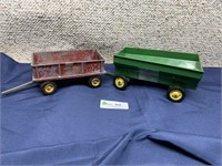 Early Massey Harris Toy Wagon & JD Toy Wagon