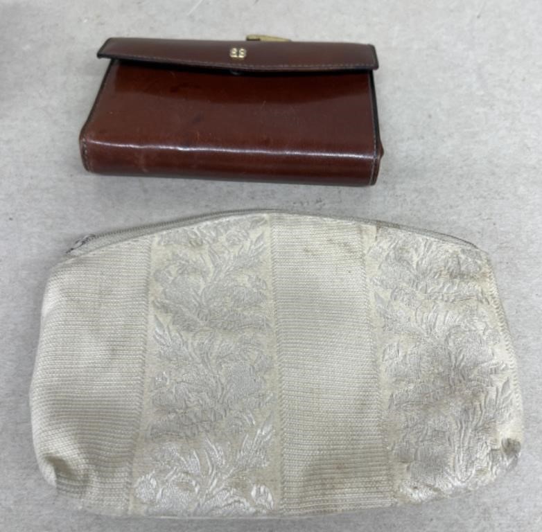 BOSCA hand stained hide wallet and make up bag
