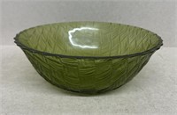 Olive green glass bowl