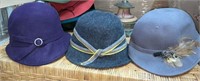 (3) Ladies Vintage Look Wool Hats