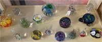 16 Art Glass Paperweights. Caithness Tri-star,