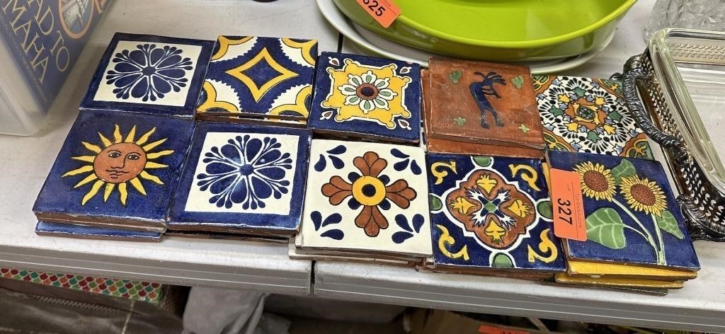 LARGE LOT OF MIXED SPANISH STYLE TILES