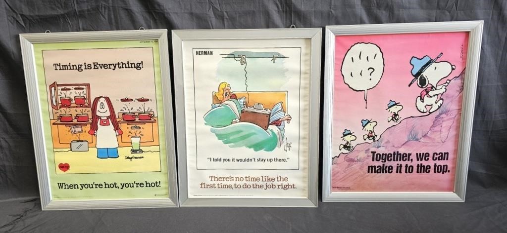 Group of three vintage posters in aluminum