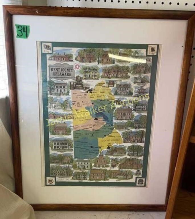 Signed Kent County Delaware Map 24x27"