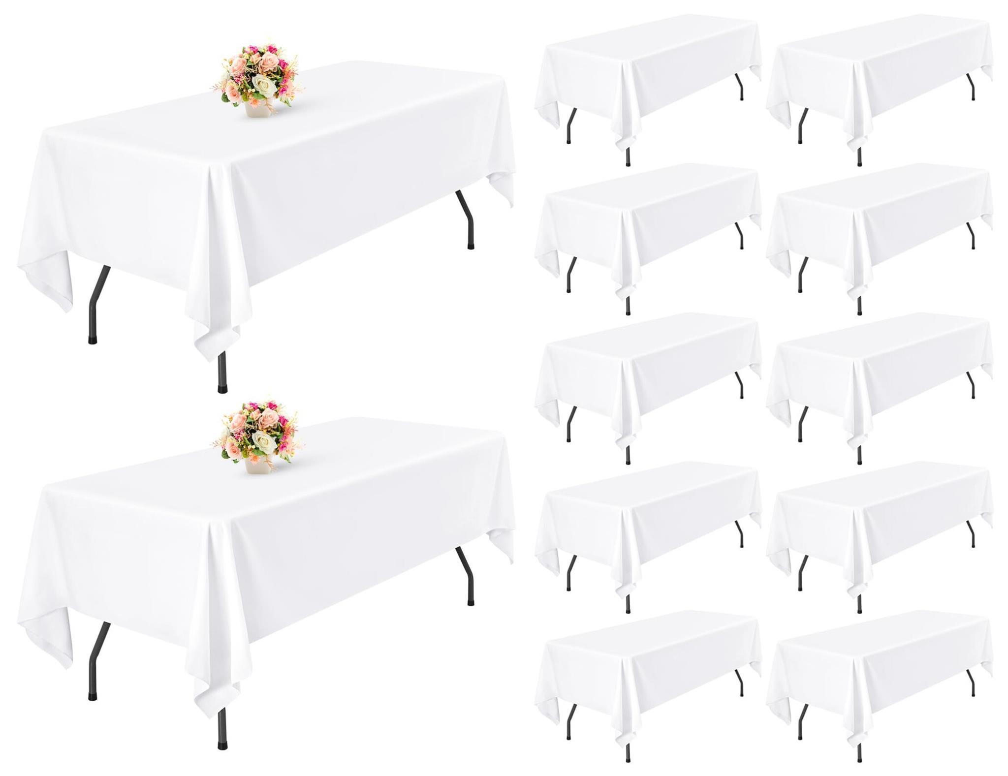 LOKUME 12 Pack Tablecloth 60 x 102 Inch White Rect