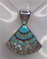 Carolyn Pollack Sterling Inlaid Multi Stone Clam