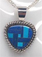 Sterling Carolyn Pollack Inlaid Turquoise & Lapis