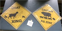 Goat Crossing and Pig Zone Sign